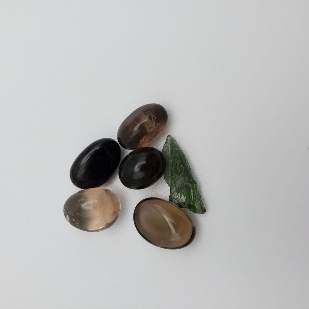 Moldavite and Smokey Quartz